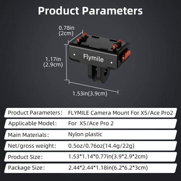 Flymile Plastic Magnetic Quick-Release Base For Insta360 Ace Pro 2/X5/X4/X3/X2/Ace Pro/Ace(Black) - free shipping - PMC TechLife - Order now!