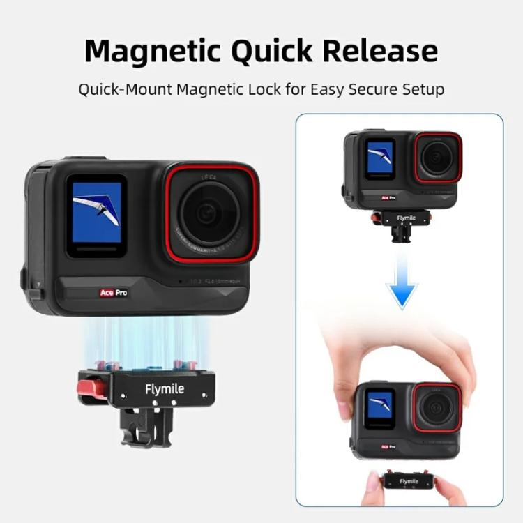 Flymile Magnetic Quick-Release Base 1/4 Inch Thread Foldable Extension Kit for Insta360 Ace Pro 2/Ace Pro/Ace/X5/X4/X3/X2(Black) - free shipping - PMC TechLife - Order now!