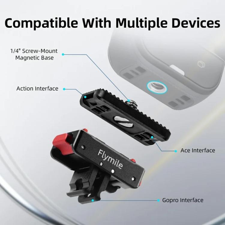 Flymile Magnetic Quick-Release Base 1/4 Inch Thread Foldable Extension Kit for Insta360 Ace Pro 2/Ace Pro/Ace/X5/X4/X3/X2(Black) - free shipping - PMC TechLife - Order now!
