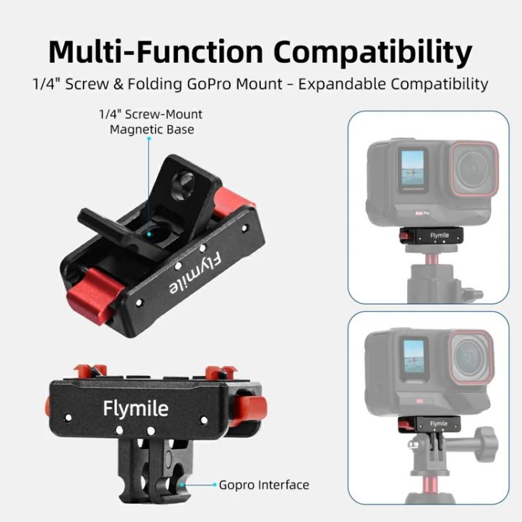Flymile Magnetic Quick-Release Base 1/4 Inch Thread Foldable Extension Kit for Insta360 Ace Pro 2/Ace Pro/Ace/X5/X4/X3/X2(Black) - free shipping - PMC TechLife - Order now!