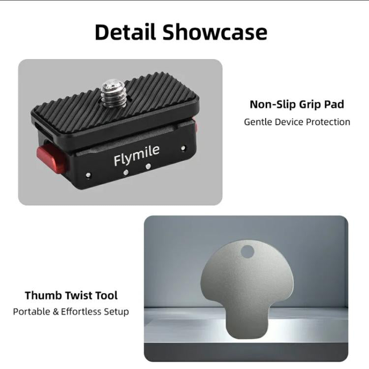 Flymile Magnetic Quick-Release Base 1/4 Inch Thread Foldable Extension Kit for Insta360 Ace Pro 2/Ace Pro/Ace/X5/X4/X3/X2(Black) - free shipping - PMC TechLife - Order now!