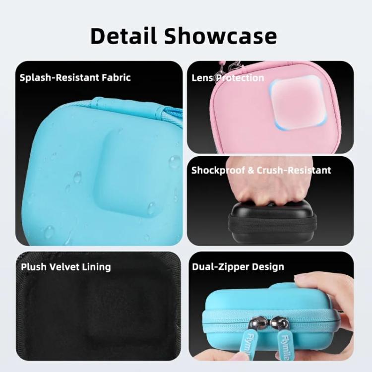 Flymile PU Mini Camera Case with Carabiner For Caged DJI Action 3/4/5 Pro/Insta360 Ace Pro 2/1/GoPro(Pink) - free shipping - PMC TechLife - Order now!