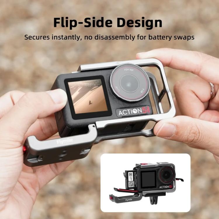 For DJI Osmo Action 5 Pro/4/3 Flymile Metal Protective Cage with Cold Shoe Mount(Metal Color) - free shipping - PMC TechLife - Order now!