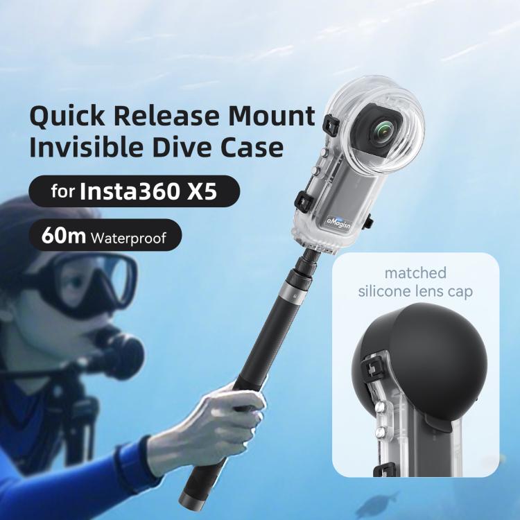 For Insta360 X5 AMagisn 60m/196ft Diving Case Quick-Release Full Invisible Waterproof Underwater Housing - free shipping - PMC TechLife - Order now!