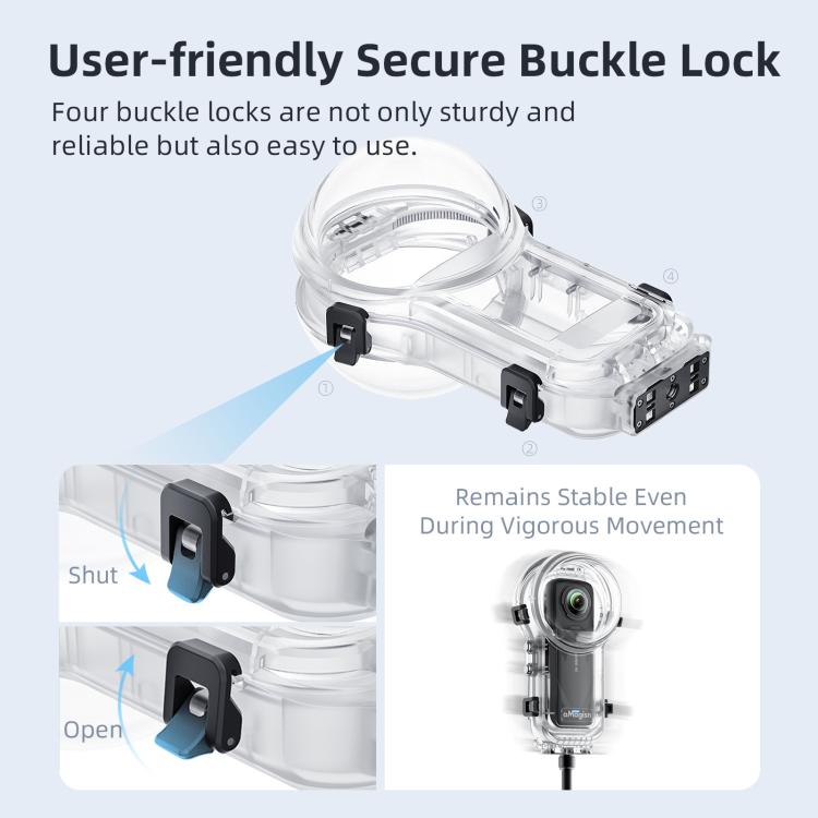 For Insta360 X5 AMagisn 60m/196ft Diving Case Quick-Release Full Invisible Waterproof Underwater Housing - free shipping - PMC TechLife - Order now!