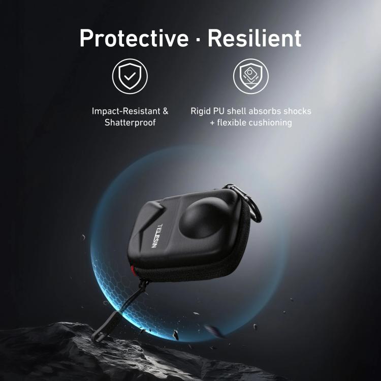 TELESIN Full-Coverage PU Carrying Case for DJI Osmo 360 Camera Protective Pouch with Carabiner Clip - free shipping - PMC TechLife - Order now!