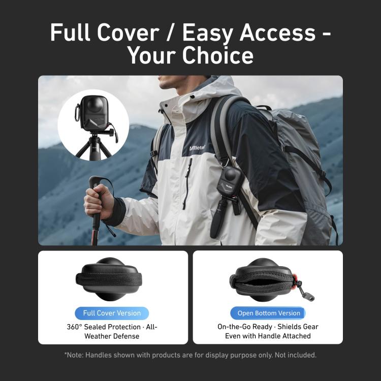 TELESIN Open Bottom PU Carrying Case for DJI Osmo 360 Camera Protective Pouch with Carabiner Clip - free shipping - PMC TechLife - Order now!