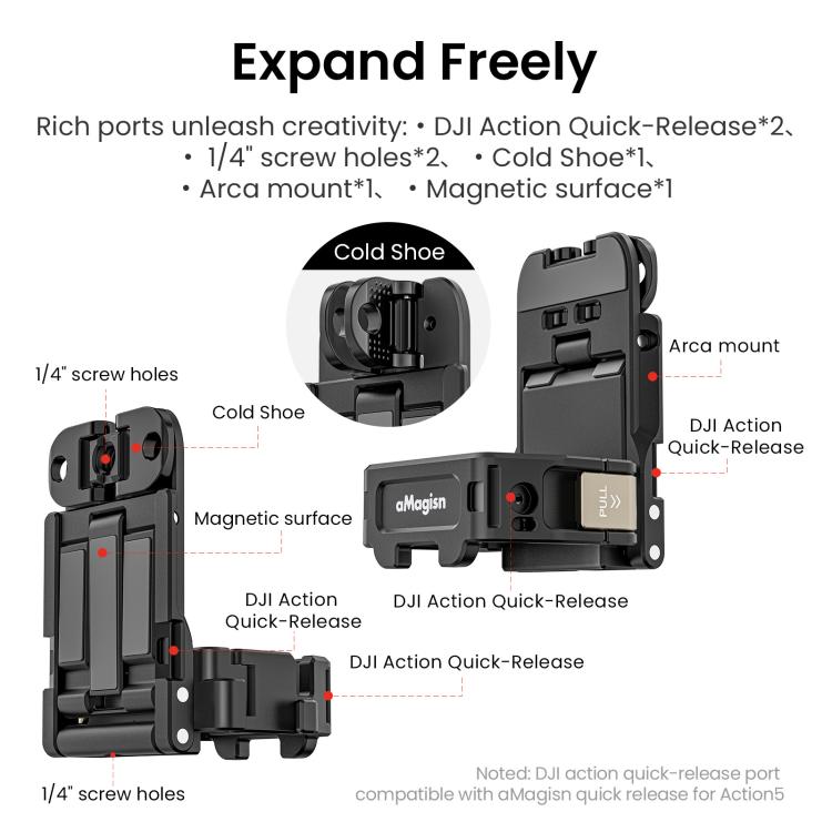 For DJI Pocket 3 aMagisn Mantis Extension Frame Magnetic Mount for Hands-Free Vlogging(Pink) - free shipping - PMC TechLife - Order now!