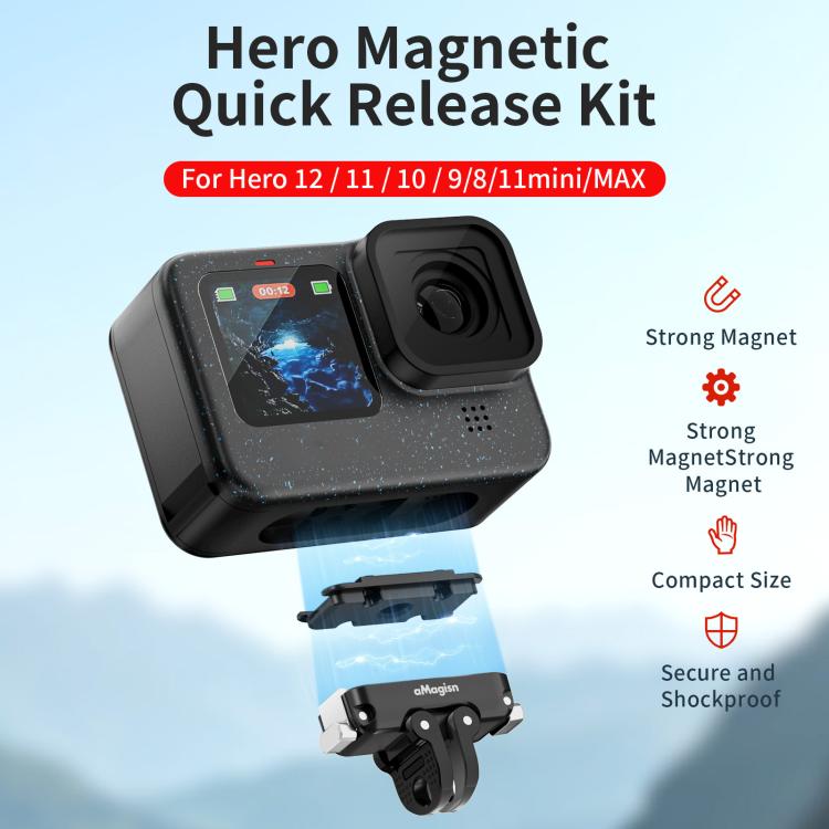 aMagisn Magnetic Quick Release Adapter for GoPro HERO13/12/11/10/9/8/11 Mini/MAX Separate Base Unit - free shipping - PMC TechLife - Order now!