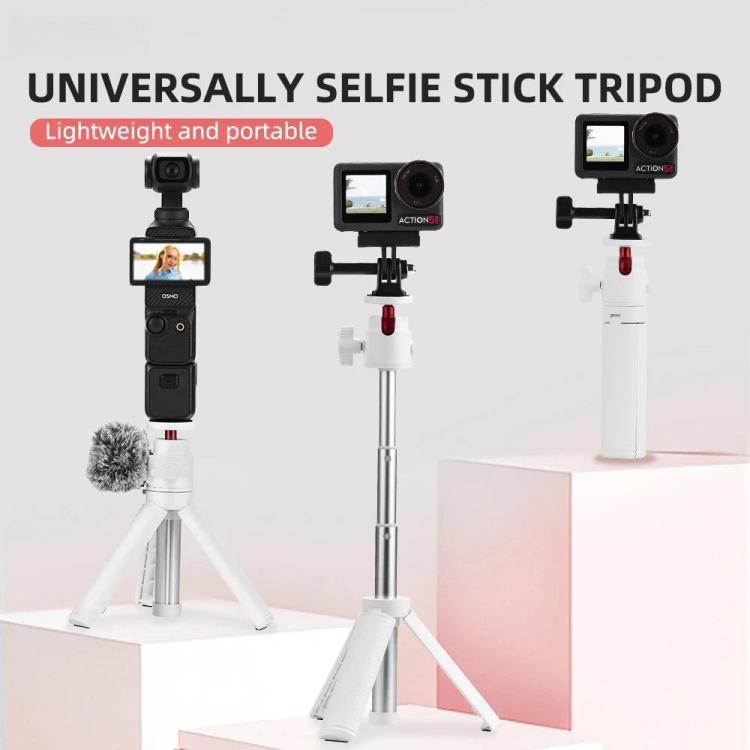 Flymile 15.8-30.8cm Tripod Selfie Stick for Action Cameras With 360-degree Adjustable Ball Head & Cold Shoe(White) - free shipping - PMC TechLife - Order now!