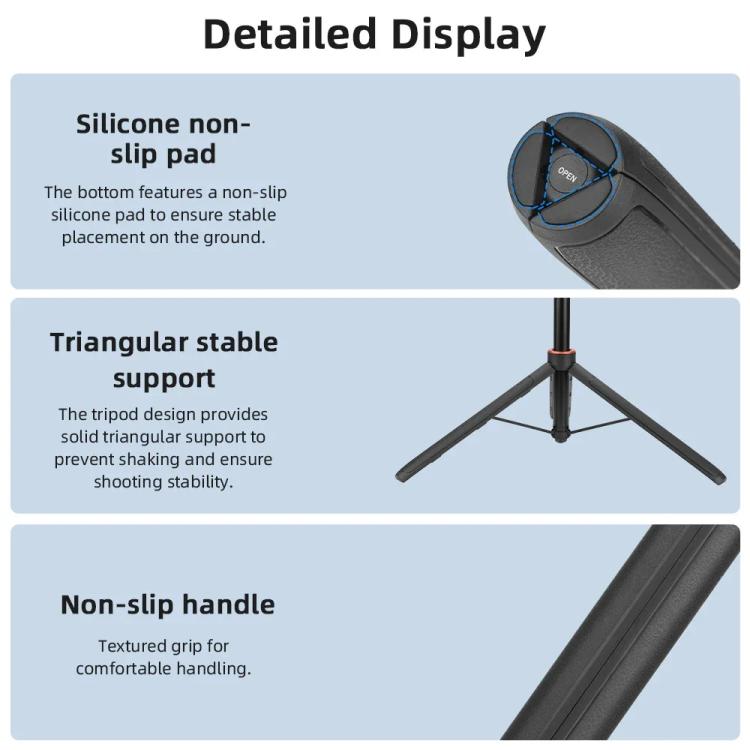 Flymile 1.63m Magnetic Quick-Release Tripod Selfie Stick for Action Cameras for Vlogging, Outdoor Sports(Black) - free shipping - PMC TechLife - Order now!