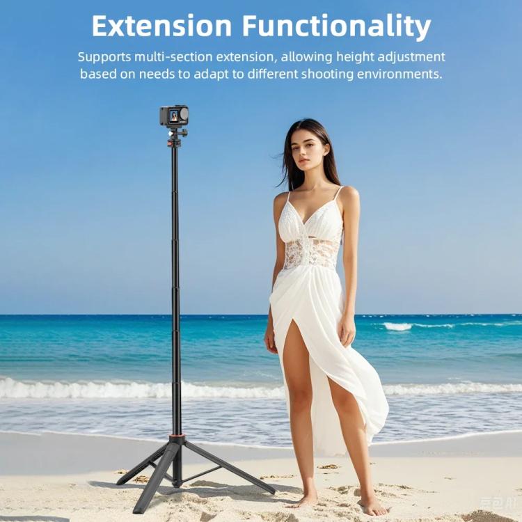 Flymile 1.63m Magnetic Quick-Release Tripod Selfie Stick for Action Cameras for Vlogging, Outdoor Sports(Black) - free shipping - PMC TechLife - Order now!