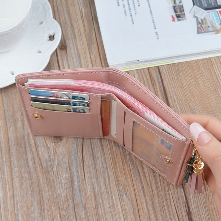 Short Leather Women Zipper Purse Panelled Wallets Trendy Coin Purse(Blue) - Wallets by PMC TechLife | Online Shopping South Africa | PMC TechLife