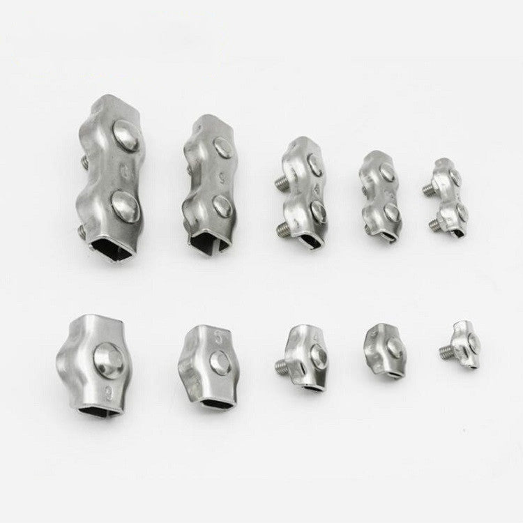 5 PCS 304 Stainless Steel Plate Single Clip Double Clamp Wire Rope Clamp, Specification:M3, Style:Double Clip - Lifting Tools & Accessories by PMC TechLife | Online Shopping South Africa | PMC TechLife | Buy Now Pay Later Mobicred