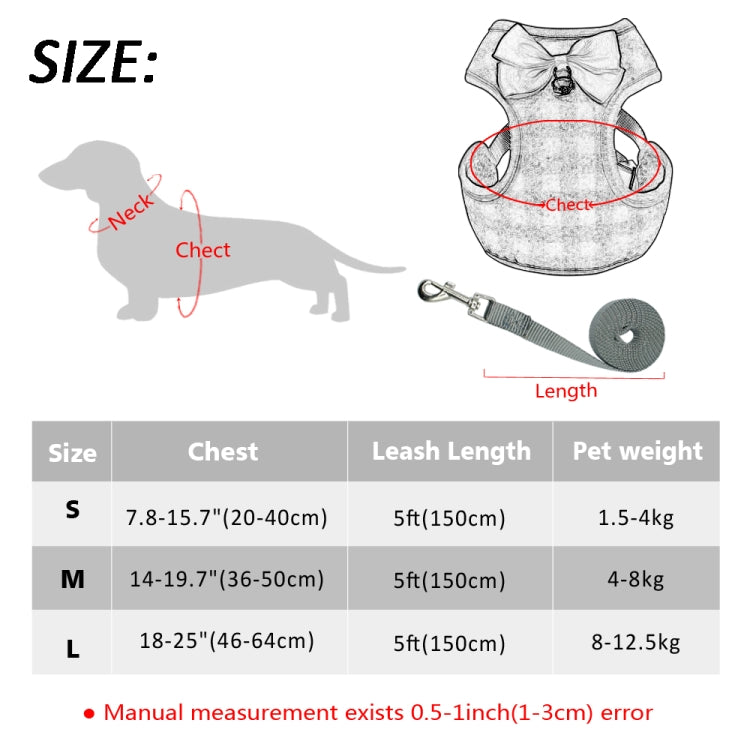 Adjustable Bow Plaid Vest Lead Pull Rope Leash for Cat Dog Pet(L) - free shipping - PMC TechLife - Order now!