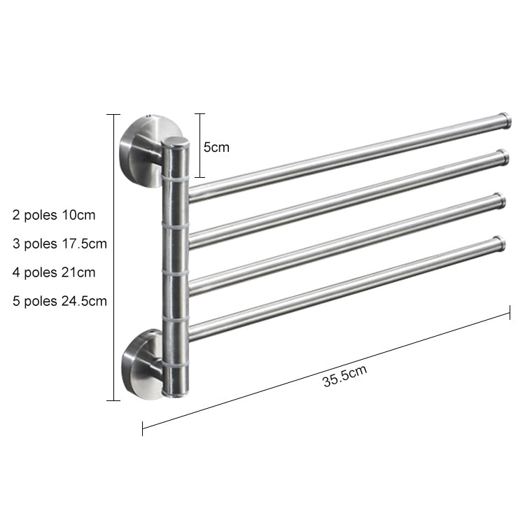 Stainless Steel Towel Bar Rotating Towel Rack Bathroom Kitchen Wall-mounted Towel Polished Rack Holder, Model:Brushed Five Poles - Shelves by PMC TechLife | Online Shopping South Africa | PMC TechLife
