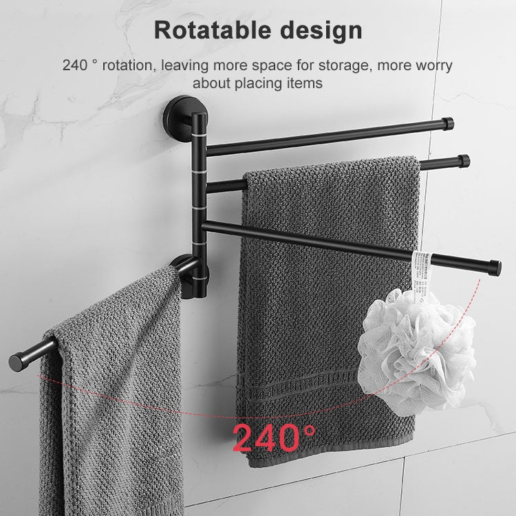 Stainless Steel Towel Bar Rotating Towel Rack Bathroom Kitchen Wall-mounted Towel Polished Rack Holder, Model:Brushed Five Poles - Shelves by PMC TechLife | Online Shopping South Africa | PMC TechLife