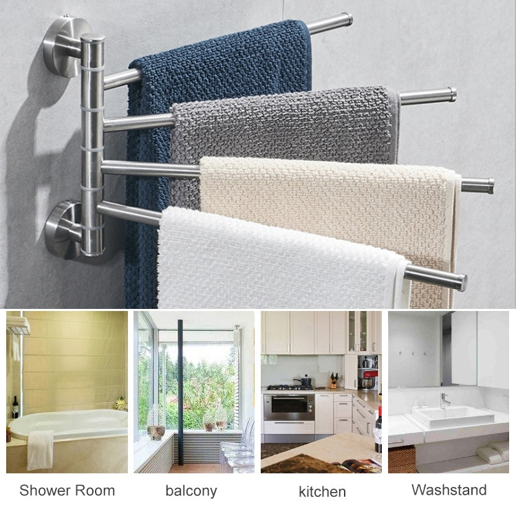 Stainless Steel Towel Bar Rotating Towel Rack Bathroom Kitchen Wall-mounted Towel Polished Rack Holder, Model:Brushed Five Poles - Shelves by PMC TechLife | Online Shopping South Africa | PMC TechLife