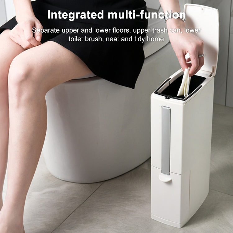 Bathroom Toilet Toilet Brush Integrated Pressing Open Lid Square Trash Can Set with Brush(Gray) - Cleaning Tools by PMC TechLife | Online Shopping South Africa | PMC TechLife