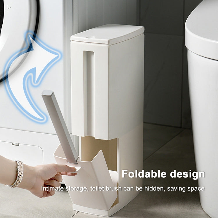 Bathroom Toilet Toilet Brush Integrated Pressing Open Lid Square Trash Can Set with Brush(Gray) - Cleaning Tools by PMC TechLife | Online Shopping South Africa | PMC TechLife