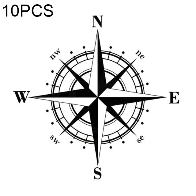 10 PCS  Art Design Vinyl NSWE Compass Car Stickers Decals, White + Black - Decorative Sticker by PMC TechLife | Online Shopping South Africa | PMC TechLife