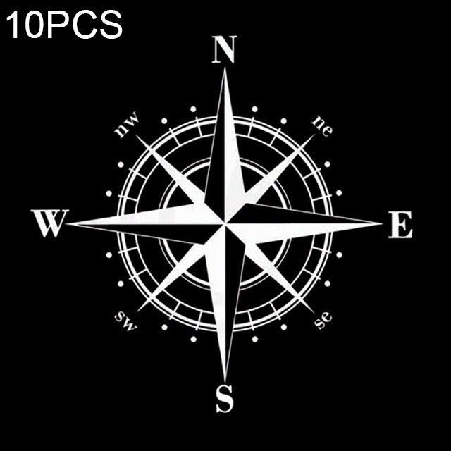 10 PCS  Art Design Vinyl NSWE Compass Car Stickers Decals, Black + White - free shipping - PMC Jewellery - Order now!