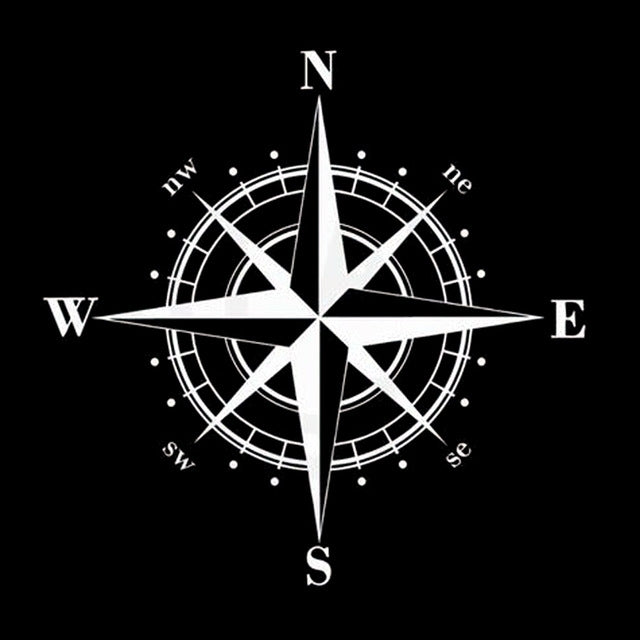 10 PCS  Art Design Vinyl NSWE Compass Car Stickers Decals, Black + White - free shipping - PMC Jewellery - Order now!