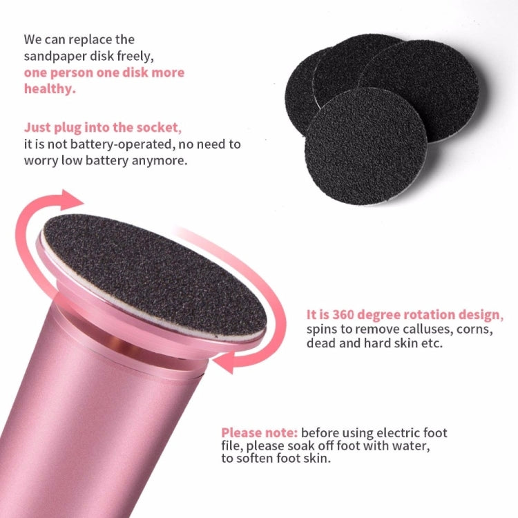 Electric Foot File Speed Adjustable Sandpaper Discs Callus Remover Pedicure Fast Remove Feet Hard Cracked Dry Dead Skin Tool, Plug Type:US plug(Pink) - Grinding Tools & Accessories by PMC TechLife | Online Shopping South Africa | PMC TechLife | Buy Now Pay Later Mobicred