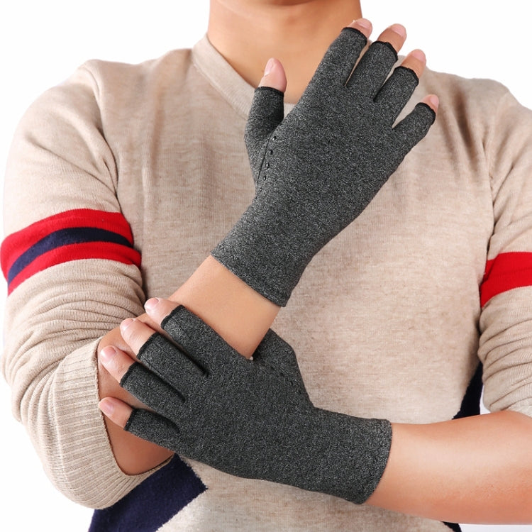 Hemp Gray Dispensing A Pair Sports Breathable Health Care Half Finger Gloves Rehabilitation Training Arthritis Pressure Gloves, Size:S - Safety Gloves by PMC TechLife | Online Shopping South Africa | PMC TechLife