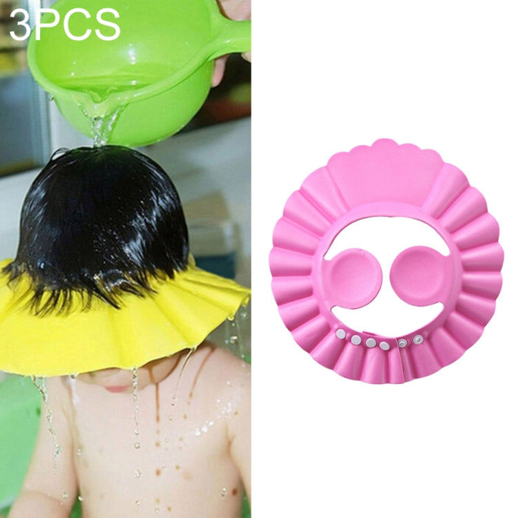5 PCS Safe Baby Shower Cap Kids Bath Visor Hat Adjustable Baby Shower Cap Protect Eyes Hair Wash Shield for Children Waterproof Cap Pink+earflaps - Baby Care by PMC TechLife | Online Shopping South Africa | PMC TechLife
