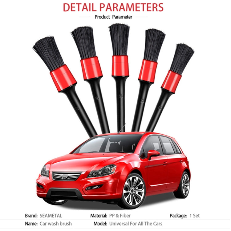 5 in 1 Car Detailing Brush Cleaning Natural Boar Hair Brushes Auto Detail Tools Products Wheels Dashboard,Random Color Delivery - Car washing supplies by PMC TechLife | Online Shopping South Africa | PMC TechLife