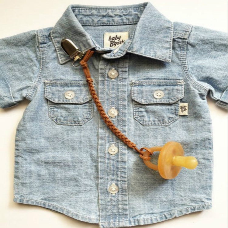 3 PCS Baby Pacifier Chain Leather Woven Anti-off Chain(Gray) - free shipping - PMC TechLife - Order now!