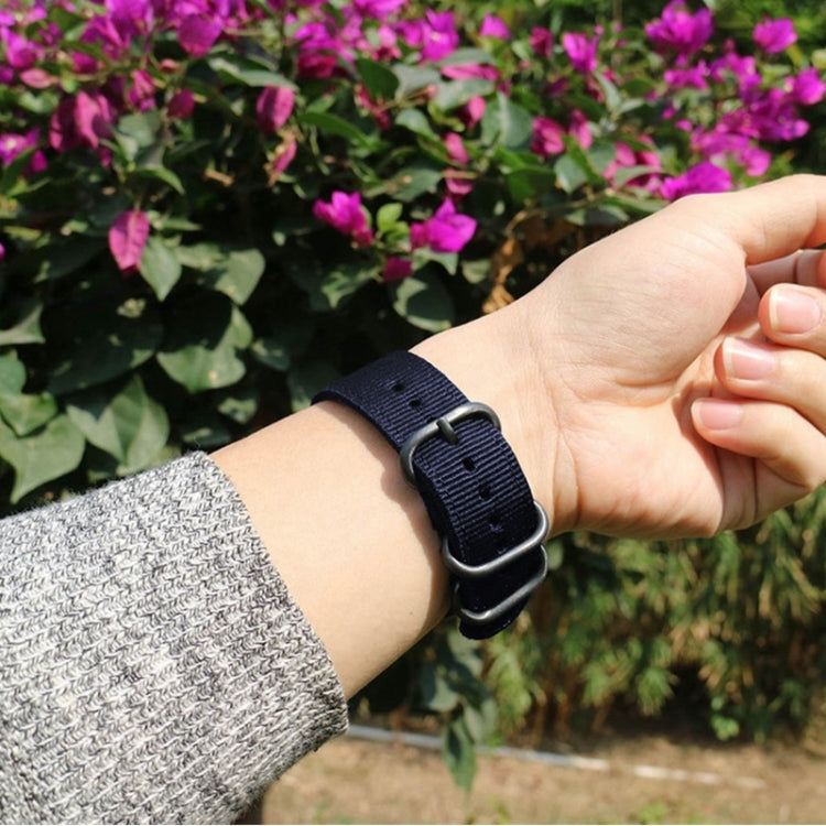 Washable Nylon Canvas Watchband, Band Width:18mm(Dark Blue with Silver Ring Buckle) - 18mm Bands by PMC TechLife | Online Shopping South Africa | PMC TechLife | Buy Now Pay Later Mobicred