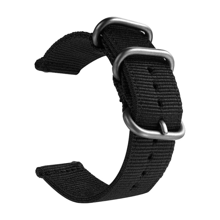 Washable Nylon Canvas Watchband, Band Width:18mm(Black with Silver Ring Buckle) - 18mm Bands by PMC TechLife | Online Shopping South Africa | PMC TechLife | Buy Now Pay Later Mobicred
