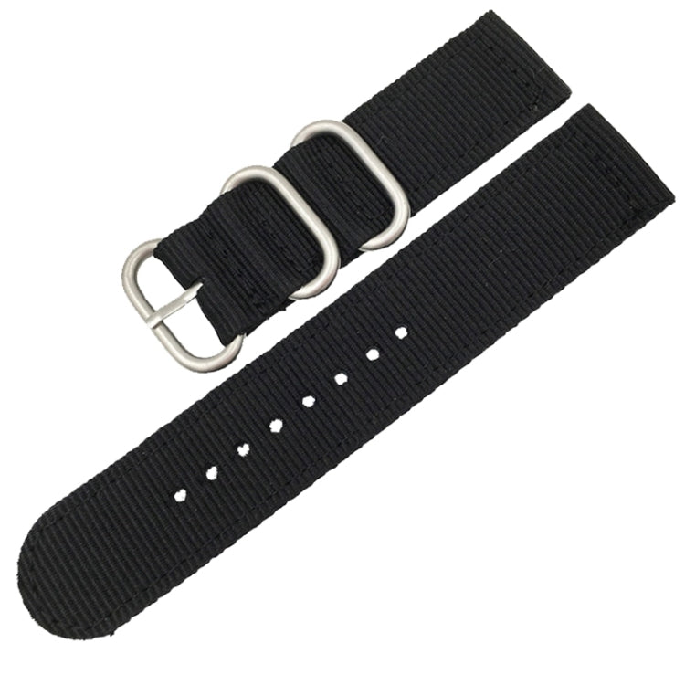 Washable Nylon Canvas Watchband, Band Width:18mm(Black with Silver Ring Buckle) - 18mm Bands by PMC TechLife | Online Shopping South Africa | PMC TechLife | Buy Now Pay Later Mobicred