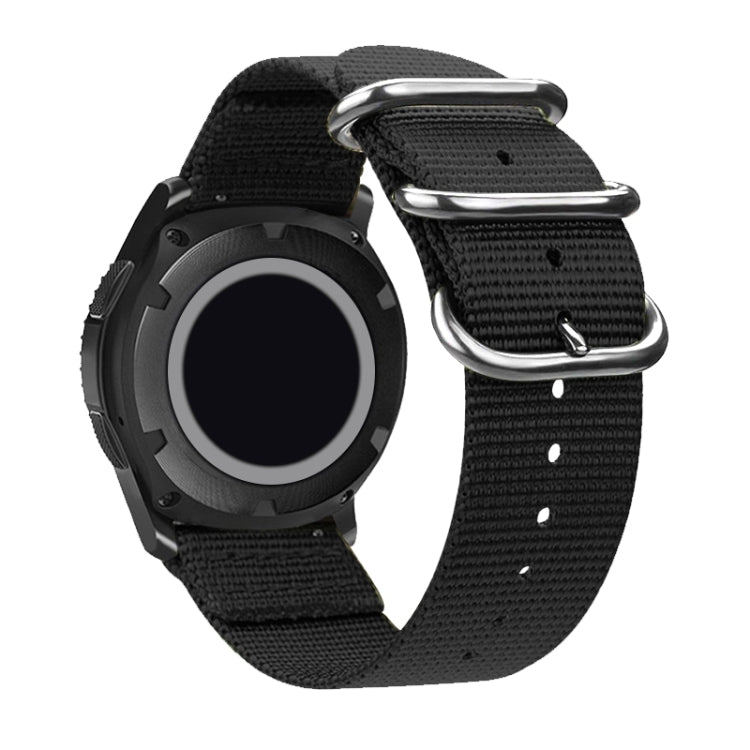 Washable Nylon Canvas Watchband, Band Width:18mm(Black with Silver Ring Buckle) - 18mm Bands by PMC TechLife | Online Shopping South Africa | PMC TechLife | Buy Now Pay Later Mobicred