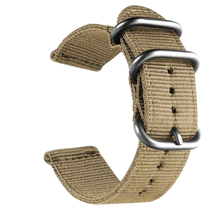 Washable Nylon Canvas Watchband, Band Width:18mm(Khaki with Silver Ring Buckle) - free shipping - PMC TechLife - Order now!