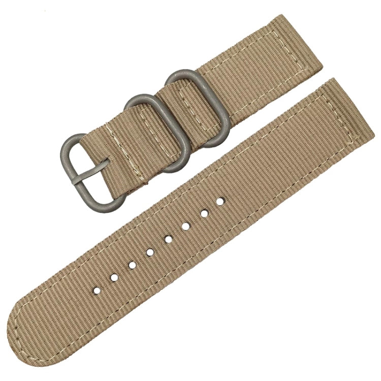 Washable Nylon Canvas Watchband, Band Width:22mm(Khaki with Silver Ring Buckle) - free shipping - PMC TechLife - Order now!