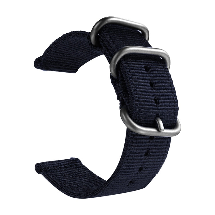 Washable Nylon Canvas Watchband, Band Width:24mm(Dark Blue with Silver Ring Buckle) - Watch Bands by PMC TechLife | Online Shopping South Africa | PMC TechLife | Buy Now Pay Later Mobicred