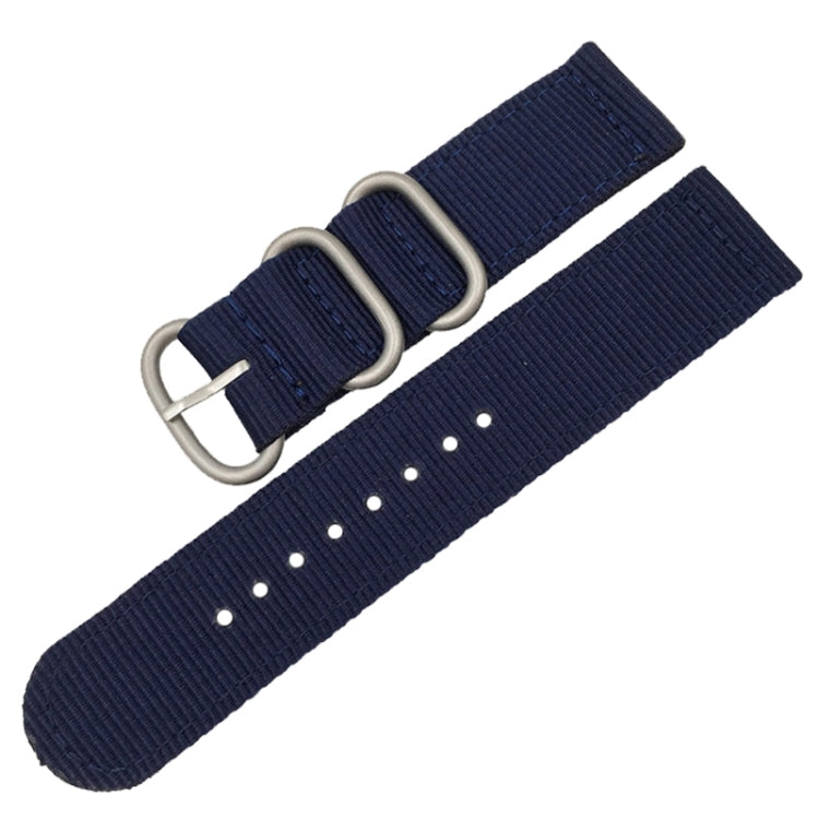 Washable Nylon Canvas Watchband, Band Width:24mm(Dark Blue with Silver Ring Buckle) - Watch Bands by PMC TechLife | Online Shopping South Africa | PMC TechLife | Buy Now Pay Later Mobicred