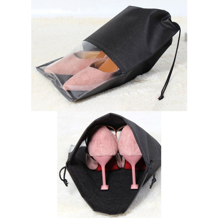 10 PCS Waterproof Shoes Storage Bag Pouch Portable Travel Organizer Drawstring Bag Cover Non-Woven Organizer, Size:32x44cm(Black) - Storage Bags by PMC TechLife | Online Shopping South Africa | PMC TechLife