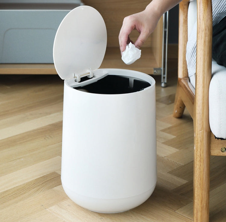 Household Plastic Push-type Spring-Cover Garbage Storage Bucket(White) - free shipping - PMc TechLife - Order now!