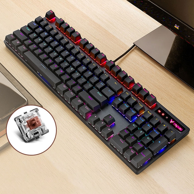 Rapoo V500 PRO Mixed Light 104 Keys Desktop Laptop Computer Game Esports Office Home Typing Wired Mechanical Keyboard(Tea Shaft) - free shipping - PMC Jewellery - Order now!
