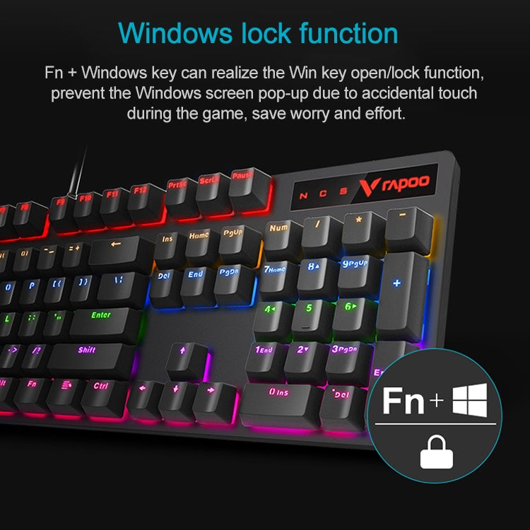 Rapoo V500 PRO Mixed Light 104 Keys Desktop Laptop Computer Game Esports Office Home Typing Wired Mechanical Keyboard(Tea Shaft) - free shipping - PMC Jewellery - Order now!