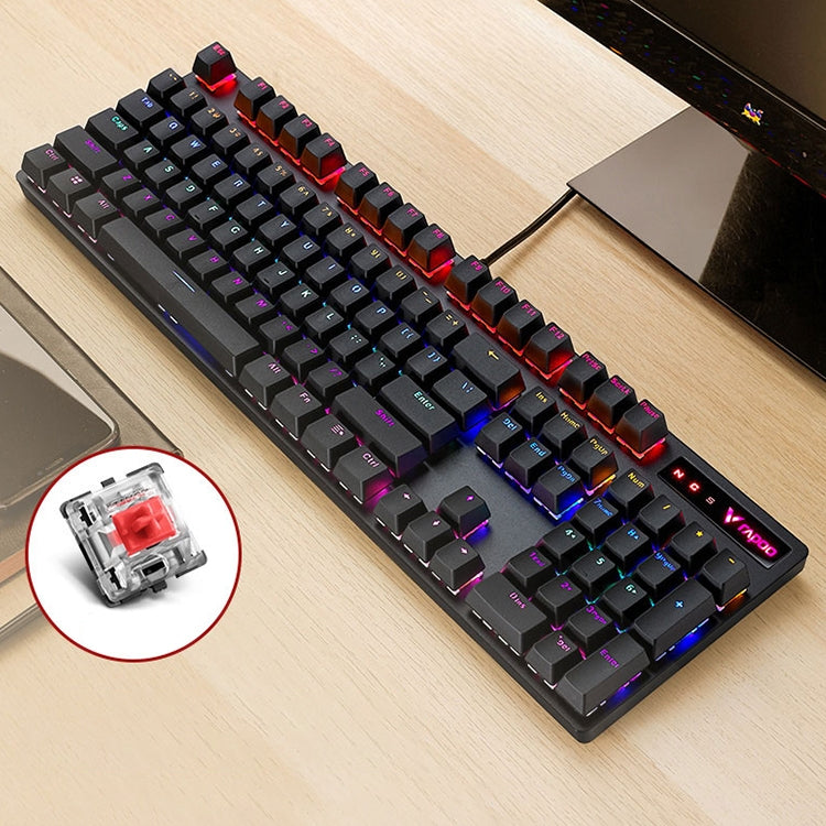 Rapoo V500 PRO Mixed Light 104 Keys Desktop Laptop Computer Game Esports Office Home Typing Wired Mechanical Keyboard(Red Shaft) - free shipping - PMC Jewellery - Order now!
