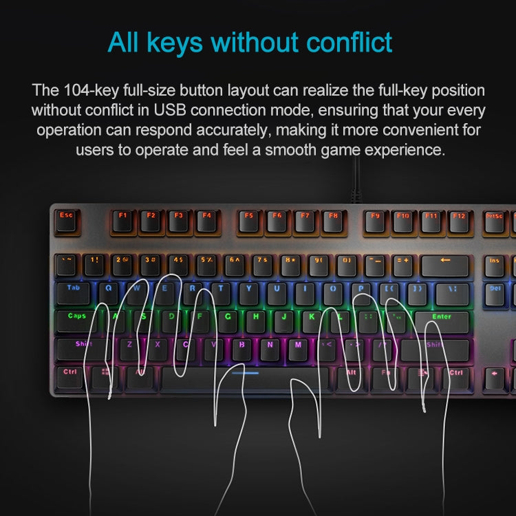 Rapoo V500 PRO Mixed Light 104 Keys Desktop Laptop Computer Game Esports Office Home Typing Wired Mechanical Keyboard(Red Shaft) - free shipping - PMC Jewellery - Order now!