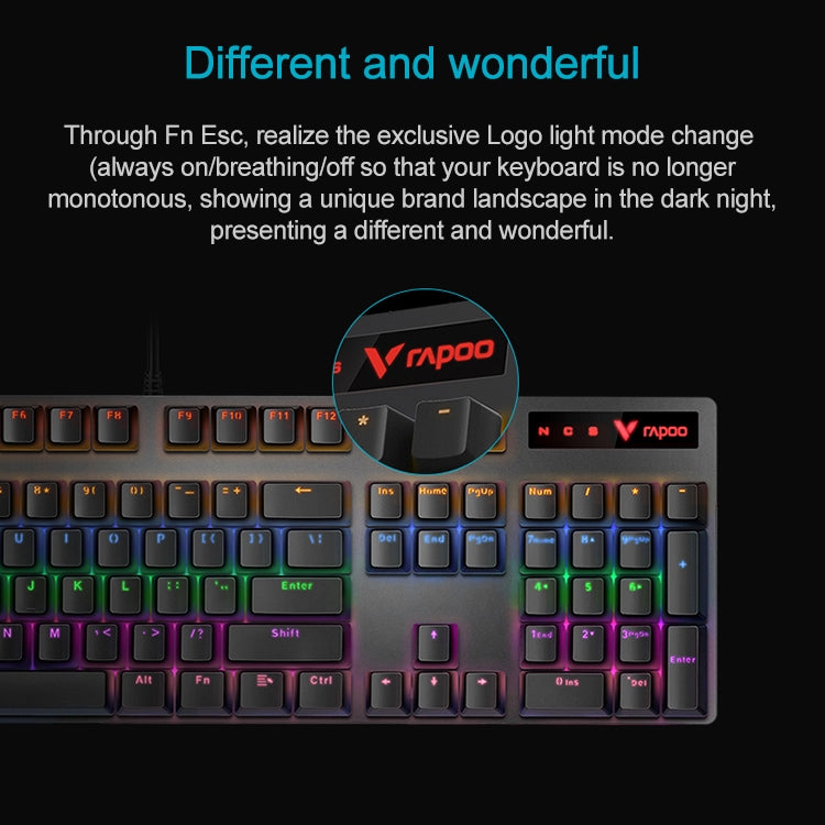 Rapoo V500 PRO Mixed Light 104 Keys Desktop Laptop Computer Game Esports Office Home Typing Wired Mechanical Keyboard(Red Shaft) - free shipping - PMC Jewellery - Order now!