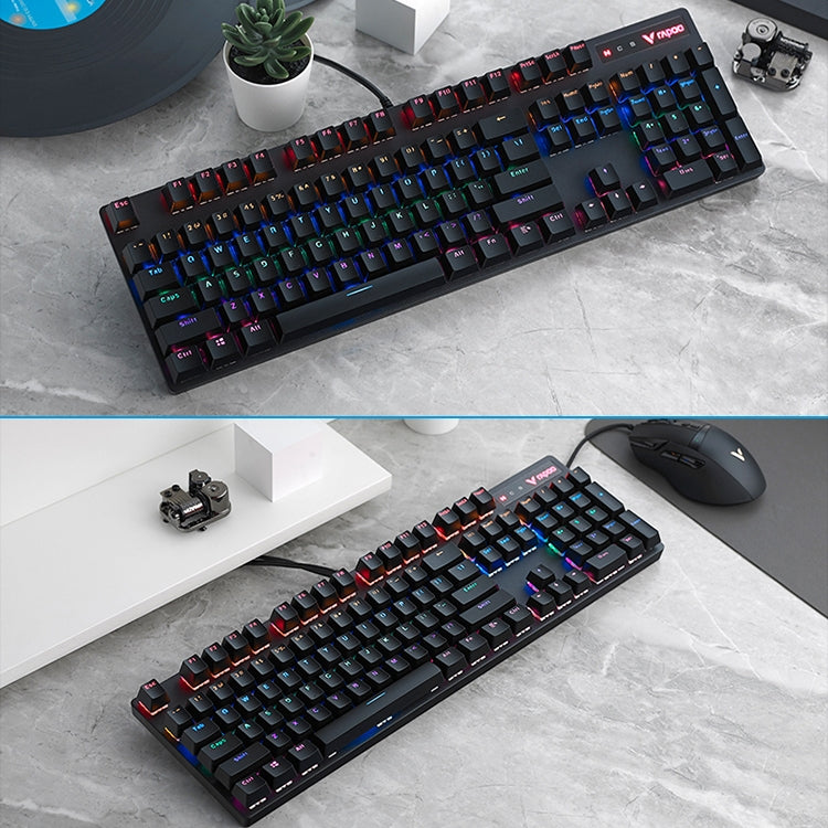 Rapoo V500 PRO Mixed Light 104 Keys Desktop Laptop Computer Game Esports Office Home Typing Wired Mechanical Keyboard(Red Shaft) - free shipping - PMC Jewellery - Order now!