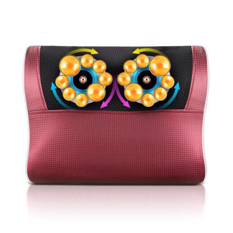 Cervical Spine Massage Pillow Neck Waist Back Multifunctional Electric Massage Cushion, Plug Type:AU Plug(Red White) - free shipping - PMC TechLife - Order now!