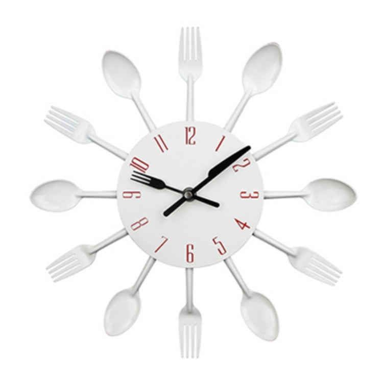 Cutlery Metal Kitchen Wall Clock Spoon Fork Creative Quartz Wall Mounted Clocks Modern Design Decorative Horloge White - Wall Clock by PMc TechLife | Online Shopping South Africa | PMc TechLife | Buy Now Pay Later Mobicred